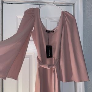 Mauve colored midi dress from Pretty Little Thing